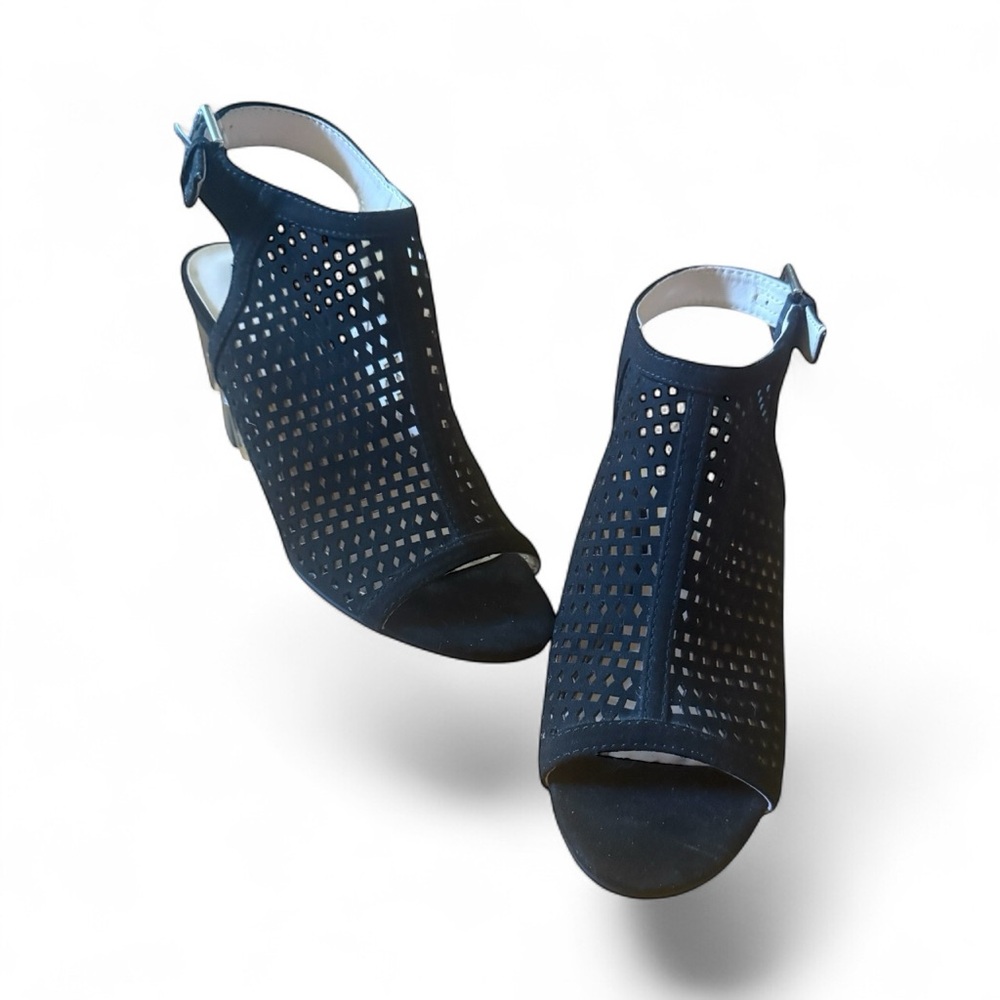 Unisa Ploxa Black Heeled Sandal Bootie – Cutout top & Open Toe, Size 7